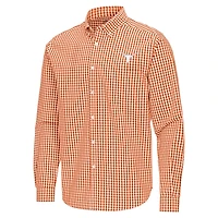 Antigua Burnt Texas Longhorns Ellis Woven Tri-Blend Long Sleeve Button-Down Shirt