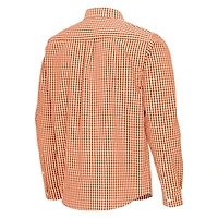 Antigua Burnt Texas Longhorns Ellis Woven Tri-Blend Long Sleeve Button-Down Shirt