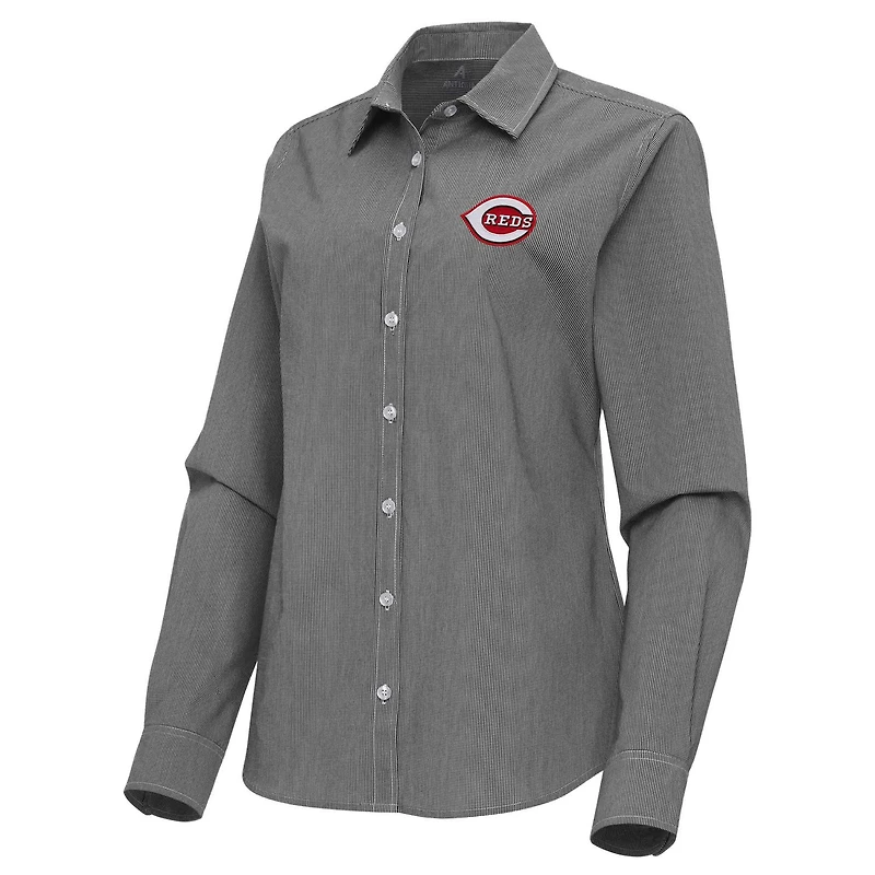 Antigua Cincinnati Reds Porter Woven Long Sleeve Button-Up Shirt