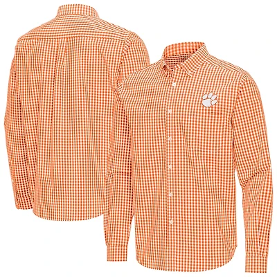 Antigua Clemson Tigers Ellis Woven Tri-Blend Long Sleeve Button-Down Shirt