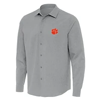 Antigua Clemson Tigers Exposure Woven Long Sleeve Button-Up Shirt