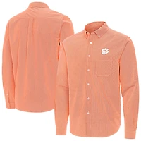 Antigua Clemson Tigers Porter Woven Tri-Blend Long Sleeve Button-Down Shirt