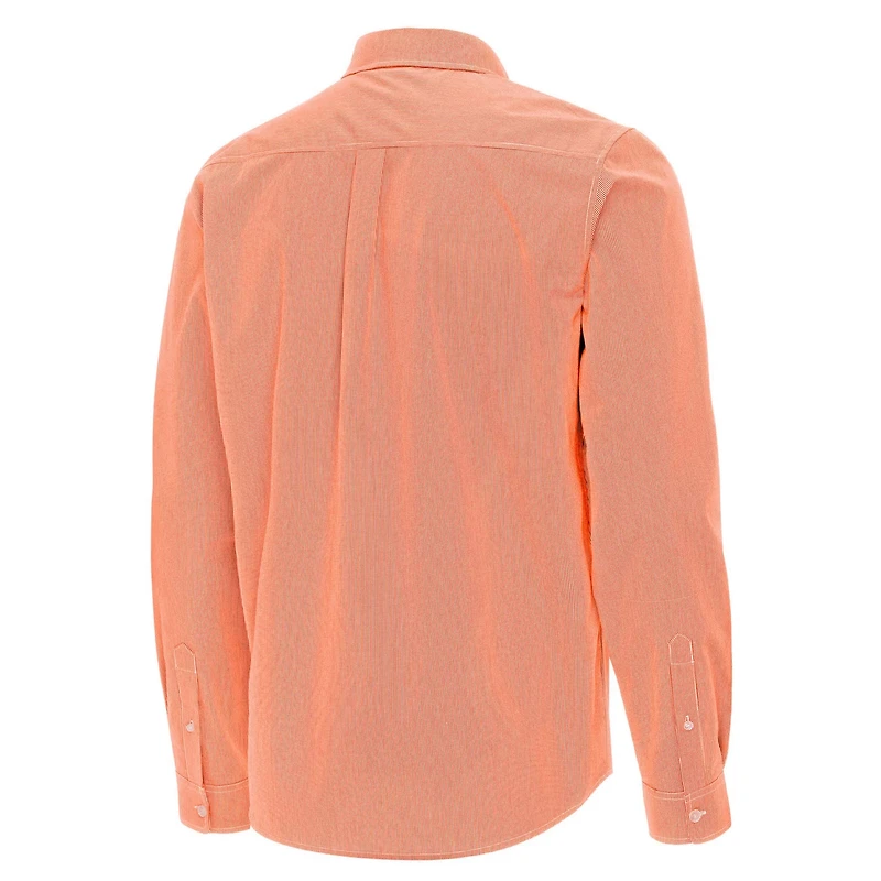 Antigua Clemson Tigers Porter Woven Tri-Blend Long Sleeve Button-Down Shirt