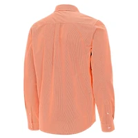 Antigua Clemson Tigers Porter Woven Tri-Blend Long Sleeve Button-Down Shirt