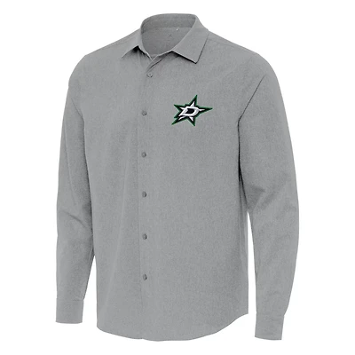 Antigua Dallas Stars Exposure Woven Long Sleeve Button-Up Shirt