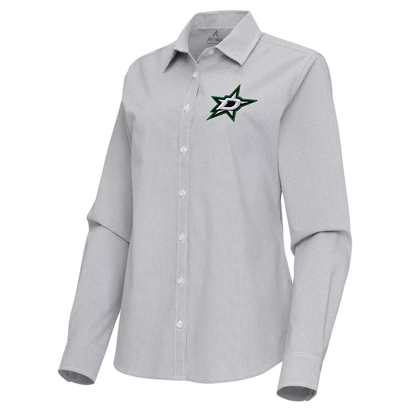 Antigua Dallas Stars Porter Woven Tri-Blend Long Sleeve Button-Up Shirt