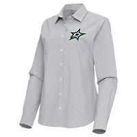 Antigua Dallas Stars Porter Woven Tri-Blend Long Sleeve Button-Up Shirt