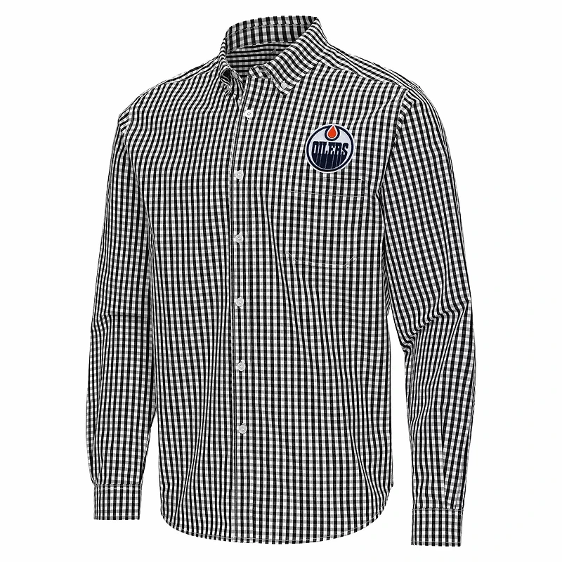 Antigua Edmonton Oilers Ellis Tri-Blend Long Sleeve Button-Down Shirt