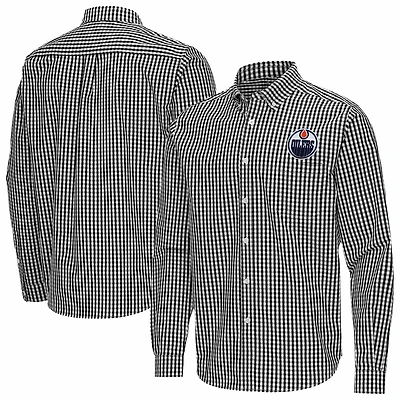 Antigua Edmonton Oilers Ellis Tri-Blend Long Sleeve Button-Down Shirt