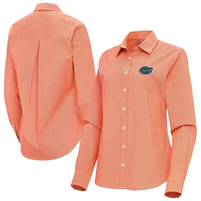 Antigua Florida Gators Porter Woven Tri-Blend Long Sleeve Button-Up Shirt