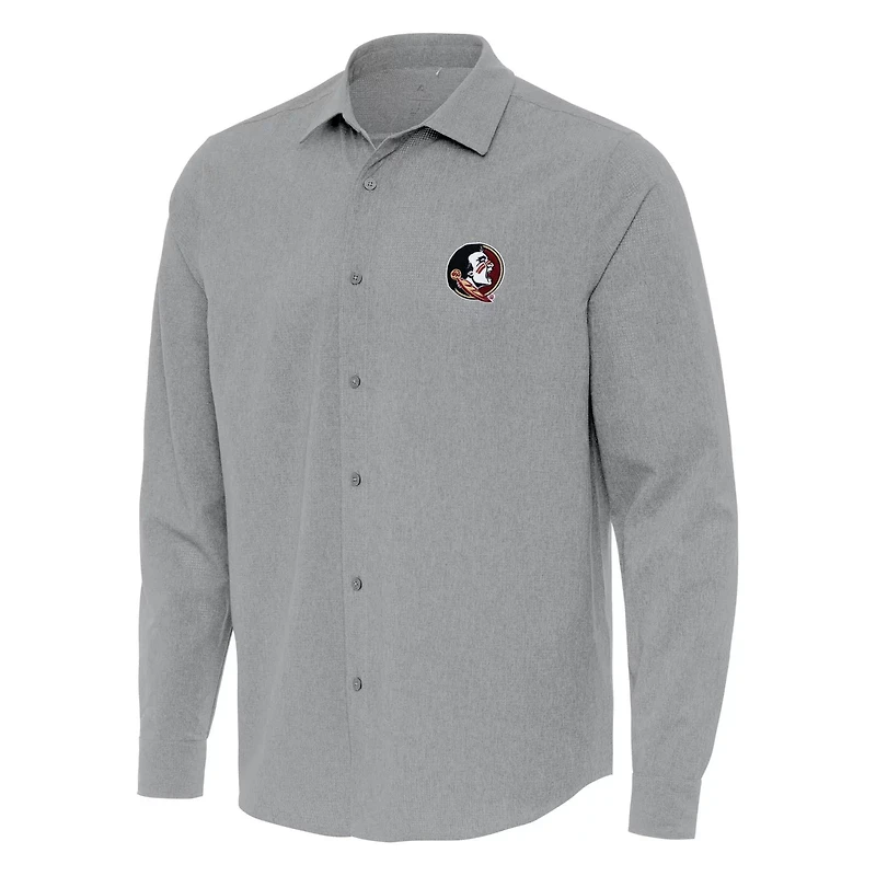 Antigua Florida State Seminoles Exposure Woven Long Sleeve Button-Up Shirt