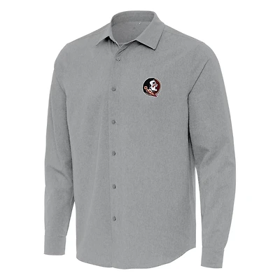 Antigua Florida State Seminoles Exposure Woven Long Sleeve Button-Up Shirt