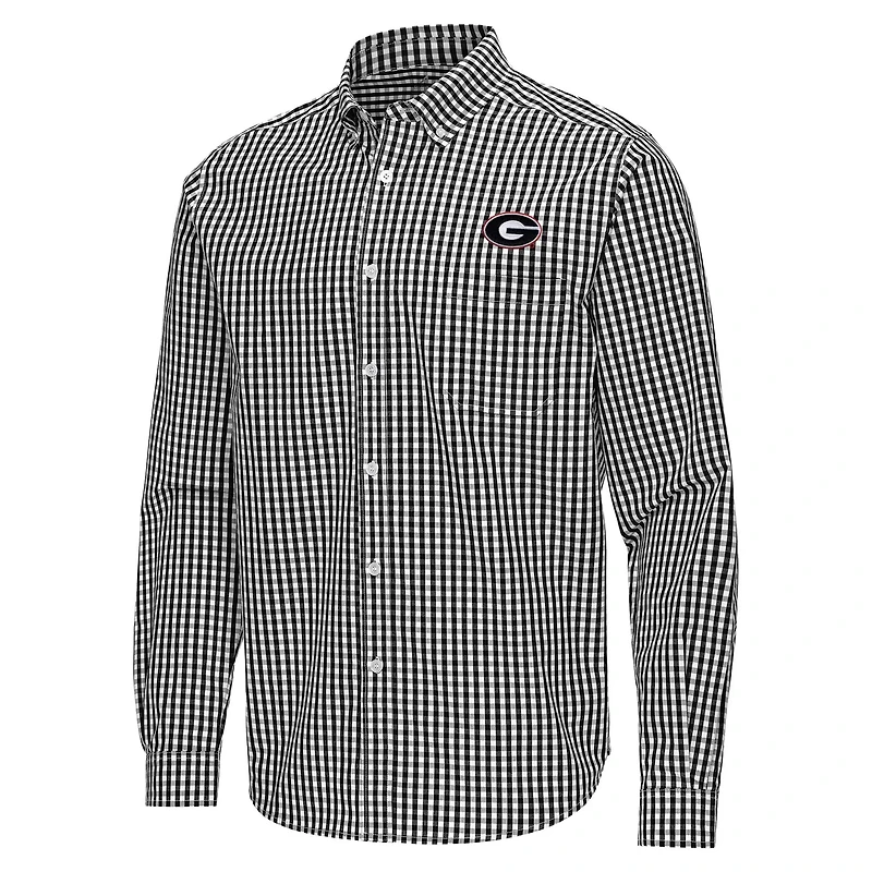 Antigua Georgia Bulldogs Ellis Woven Tri-Blend Long Sleeve Button-Down Shirt