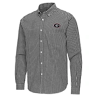 Antigua Georgia Bulldogs Ellis Woven Tri-Blend Long Sleeve Button-Down Shirt
