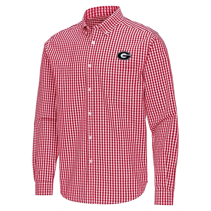 Antigua Georgia Bulldogs Ellis Woven Tri-Blend Long Sleeve Button-Down Shirt