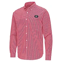 Antigua Georgia Bulldogs Ellis Woven Tri-Blend Long Sleeve Button-Down Shirt