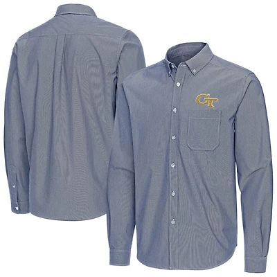 Antigua Georgia Tech Yellow Jackets Porter Woven Tri-Blend Long Sleeve Button-Down Shirt