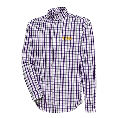 Antigua Gray LSU Tigers Tending 2 Button-Down Long Sleeve Shirt