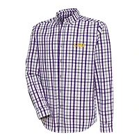 Antigua Gray LSU Tigers Tending 2 Button-Down Long Sleeve Shirt