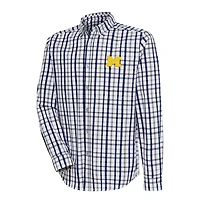 Antigua Gray Michigan Wolverines Tending 2 Button-Down Long Sleeve Shirt