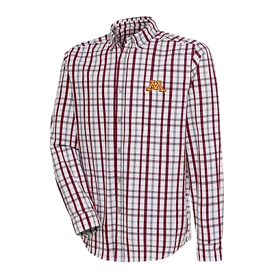 Antigua Gray Minnesota Golden Gophers Tending Tri-Blend Button-Down Long Sleeve Shirt