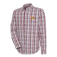 Antigua Gray Minnesota Golden Gophers Tending Tri-Blend Button-Down Long Sleeve Shirt
