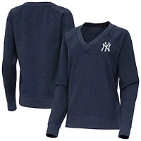 Antigua Heather New York Yankees Varsity Tri-Blend V-Neck Long Sleeve T-Shirt