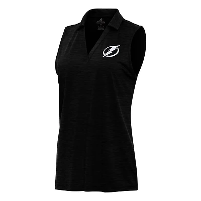 Antigua Heather Tampa Bay Lightning Layout Sleeveless V-Neck Polo