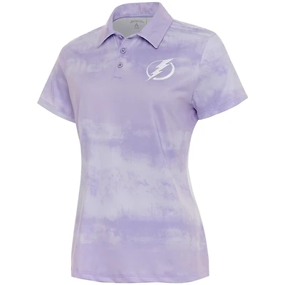 Antigua Heather Tampa Bay Lightning White Logo Render Polo