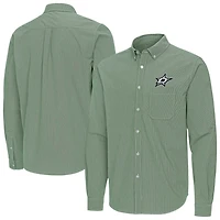 Antigua Hunter Dallas Stars Porter Woven Tri-Blend Long Sleeve Button-Down Shirt