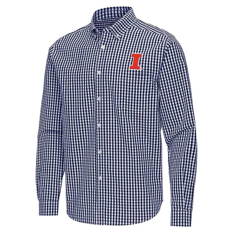 Antigua Illinois Fighting Illini Ellis Woven Tri-Blend Long Sleeve Button-Down Shirt