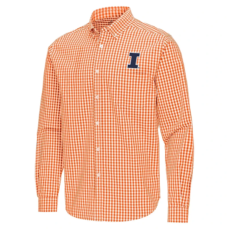 Antigua Illinois Fighting Illini Ellis Woven Tri-Blend Long Sleeve Button-Down Shirt