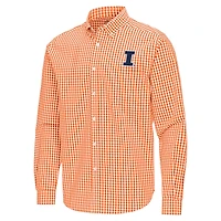 Antigua Illinois Fighting Illini Ellis Woven Tri-Blend Long Sleeve Button-Down Shirt