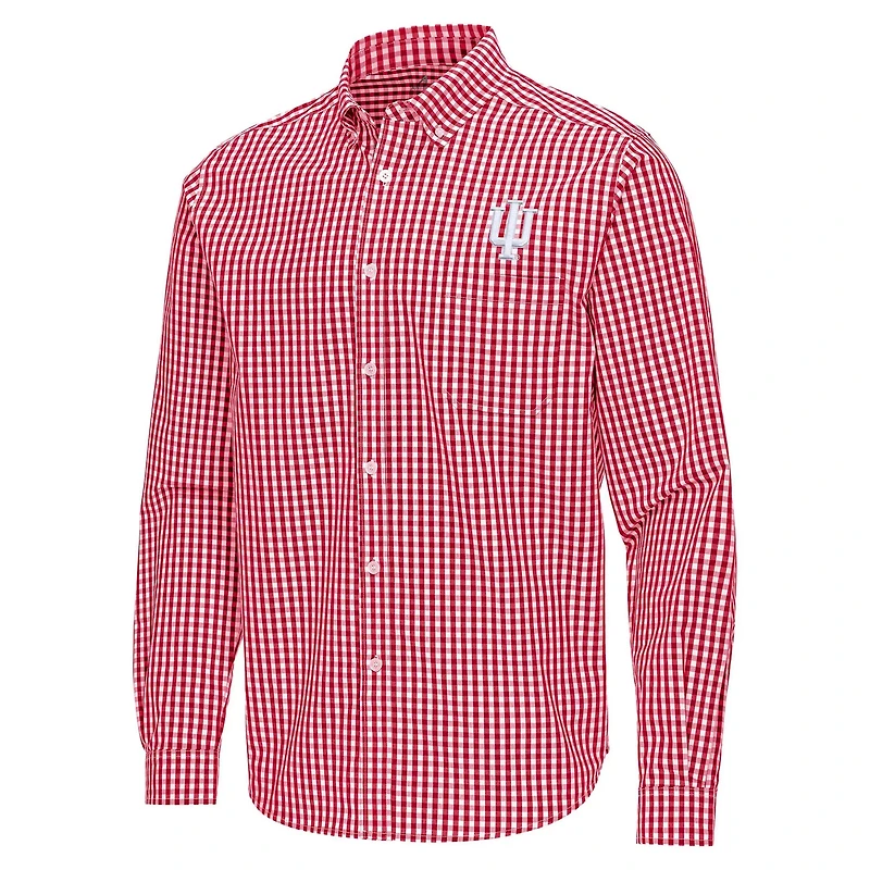 Antigua Indiana Hoosiers Ellis Woven Tri-Blend Long Sleeve Button-Down Shirt