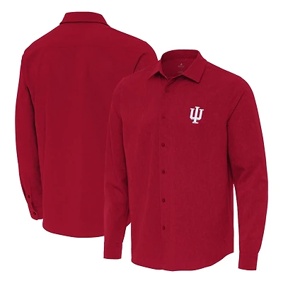 Antigua Indiana Hoosiers Exposure Woven Long Sleeve Button-Up Shirt