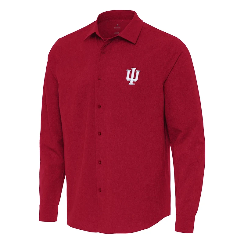 Antigua Indiana Hoosiers Exposure Woven Long Sleeve Button-Up Shirt