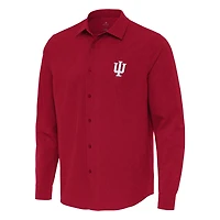 Antigua Indiana Hoosiers Exposure Woven Long Sleeve Button-Up Shirt