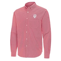 Antigua Indiana Hoosiers Porter Woven Tri-Blend Long Sleeve Button-Down Shirt