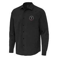 Antigua Inter Miami CF Exposure Woven Long Sleeve Button-Up Shirt