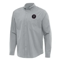 Antigua Inter Miami CF Flight Woven Tri-Blend Long Sleeve Button-Down Shirt