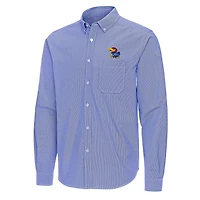 Antigua Kansas Jayhawks Porter Woven Tri-Blend Long Sleeve Button-Down Shirt