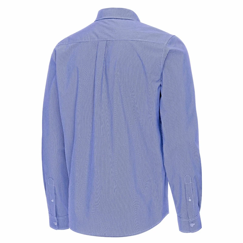 Antigua Kansas Jayhawks Porter Woven Tri-Blend Long Sleeve Button-Down Shirt