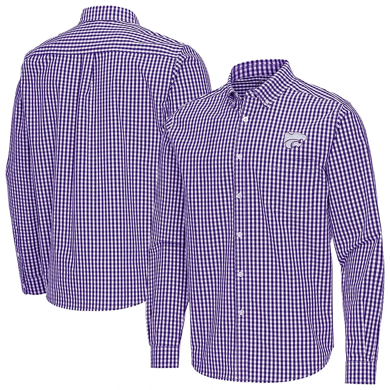 Antigua Kansas State Wildcats Ellis Woven Tri-Blend Long Sleeve Button-Down Shirt