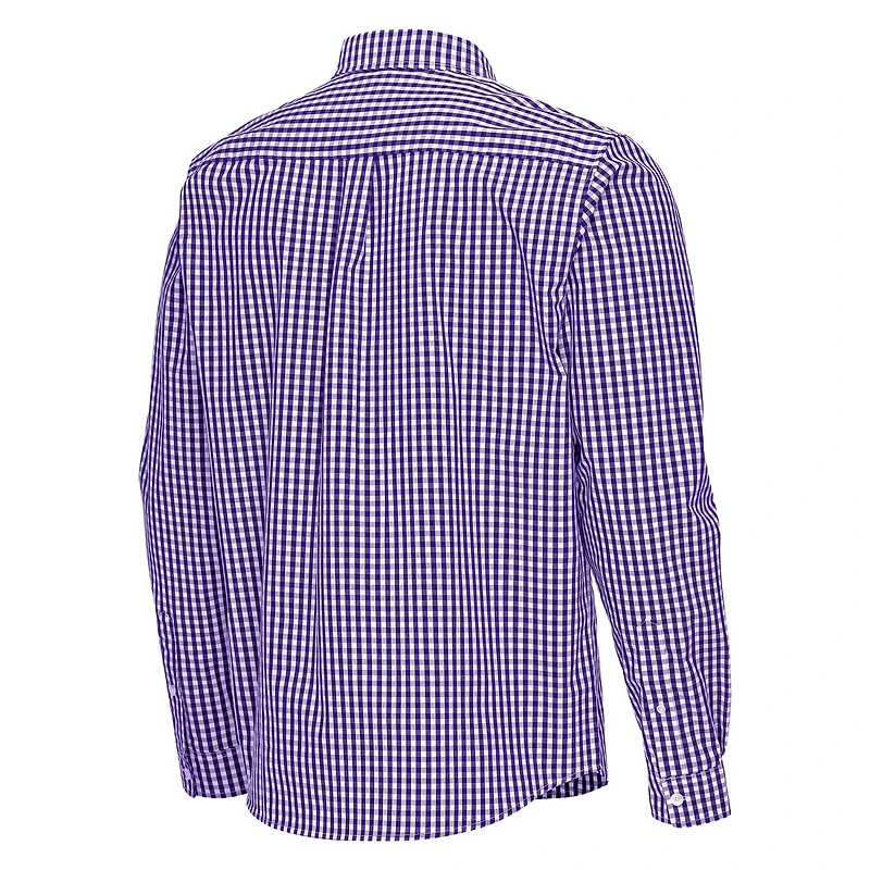 Antigua Kansas State Wildcats Ellis Woven Tri-Blend Long Sleeve Button-Down Shirt