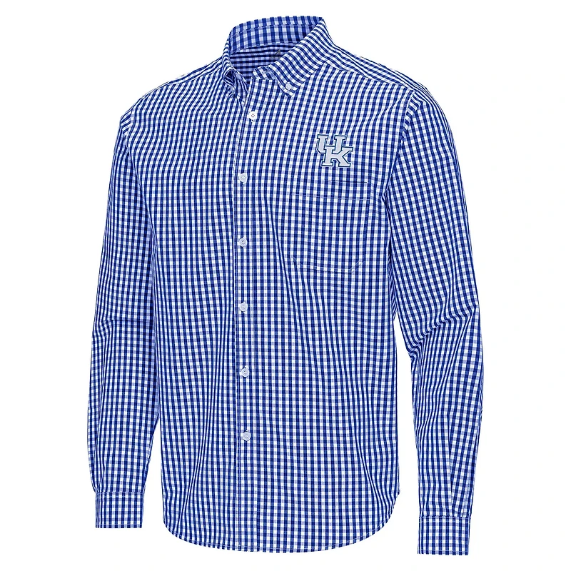 Antigua Kentucky Wildcats Ellis Woven Tri-Blend Long Sleeve Button-Down Shirt