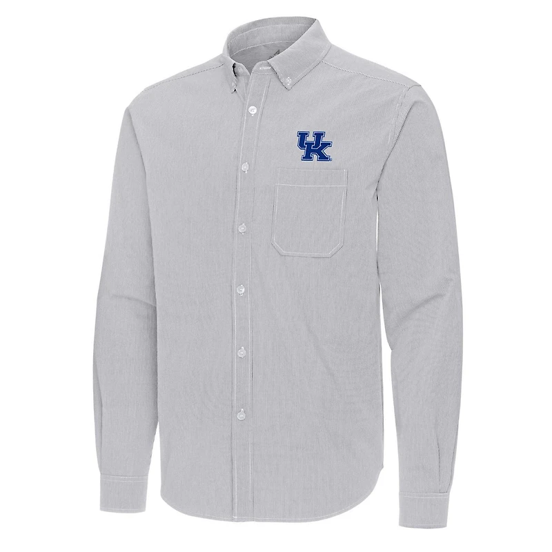 Antigua Kentucky Wildcats Porter Woven Tri-Blend Long Sleeve Button-Down Shirt