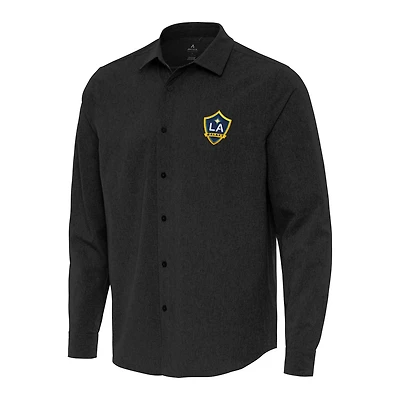 Antigua LA Galaxy Exposure Woven Long Sleeve Button-Up Shirt
