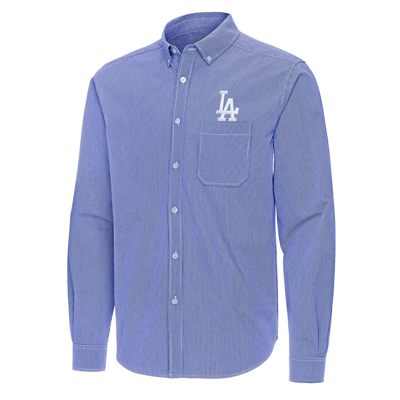 Antigua Los Angeles Dodgers Porter Woven Long Sleeve Button-Down Shirt