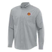Antigua Los Angeles Lakers Flight Woven Tri-Blend Long Sleeve Button-Down Shirt