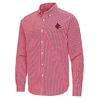 Antigua Louisville Cardinals Ellis Woven Tri-Blend Long Sleeve Button-Down Shirt